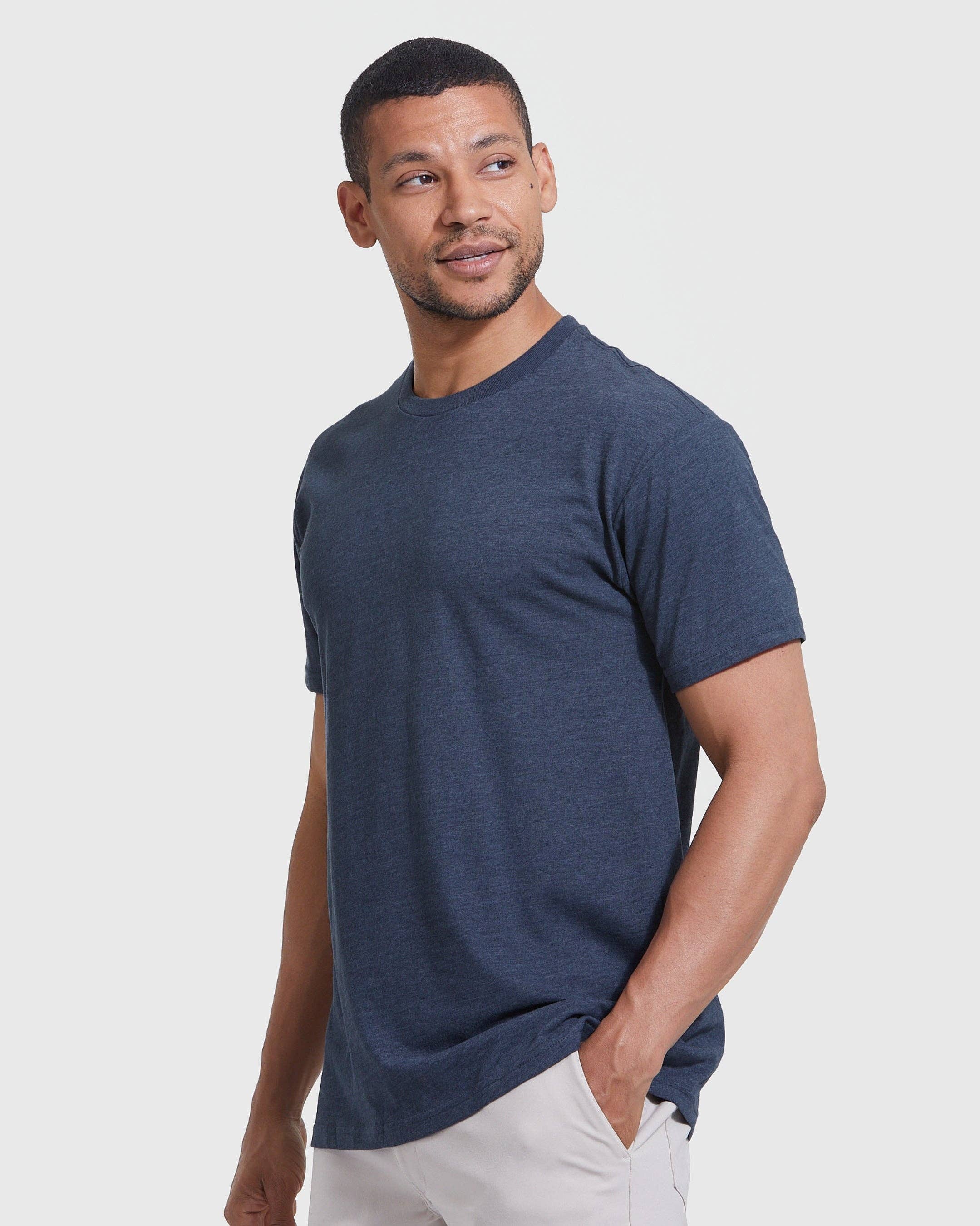Short Sleeve T-Shirt | Crew Neck | Heather Navy