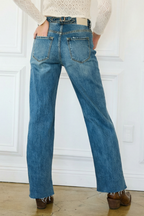 DUAL ACCENT CROSSOVER CUFF STRAIGHT LEG JEANS