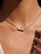 Kace 18K Gold Non-Tarnish CZ Mom Pendant Necklace