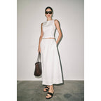 Zoey Linen Blend Sleeveless Crop Top Maxi Skirt Set