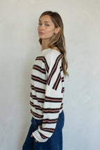 Piper Cardigan - Rose Varsity Stripe