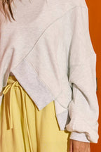 Asymmetric Hem Solid Terry Sweatshirt Top