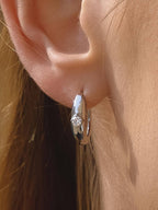 Dazzleon Silver CZ Solitaire  Hoop Earrings