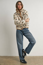 Floral Print Fluffy Fleece Jacket