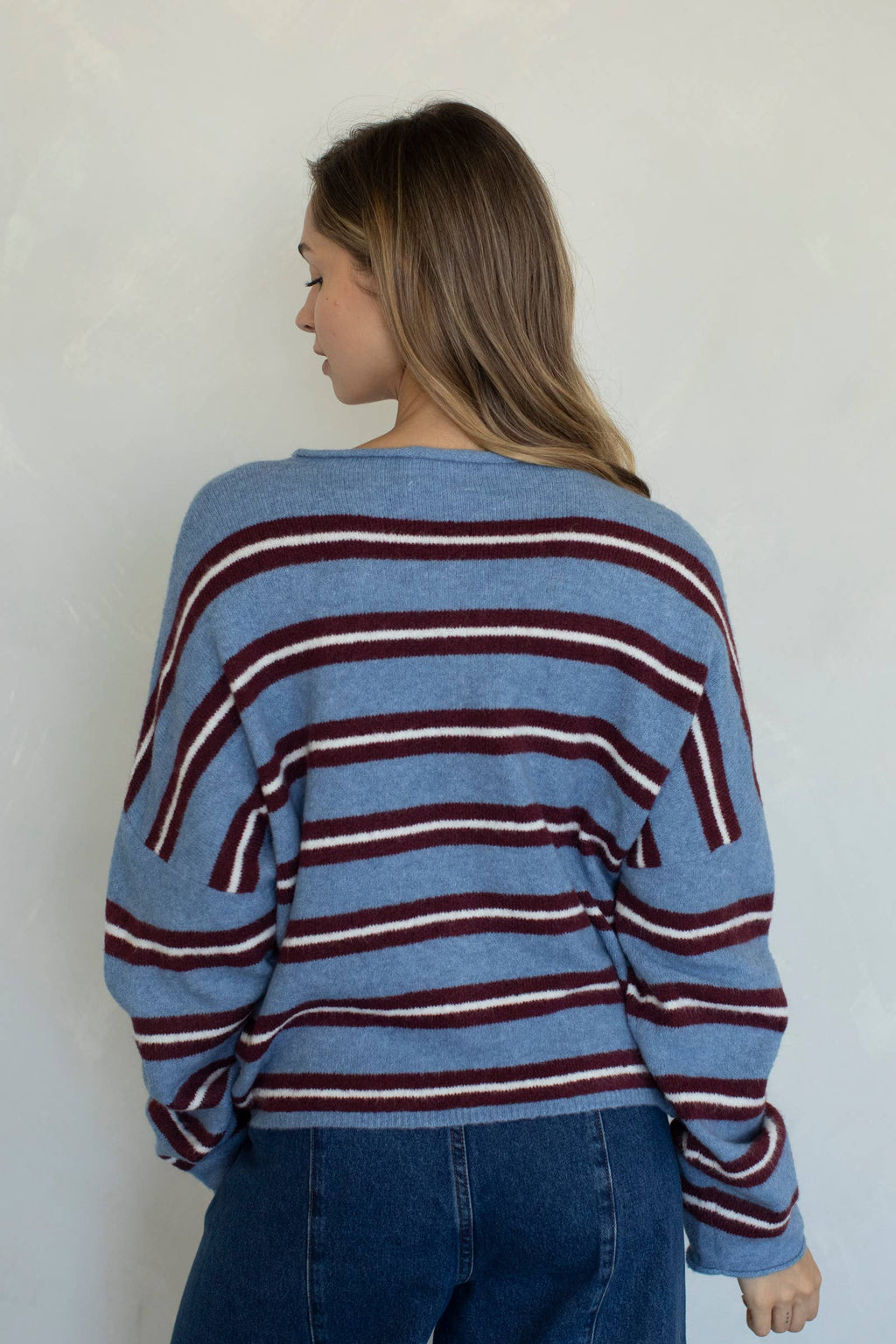 Piper Cardigan - Rose Varsity Stripe