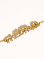 Lolana 18K Gold Non-Tarnish CZ Mama Script Bracelet