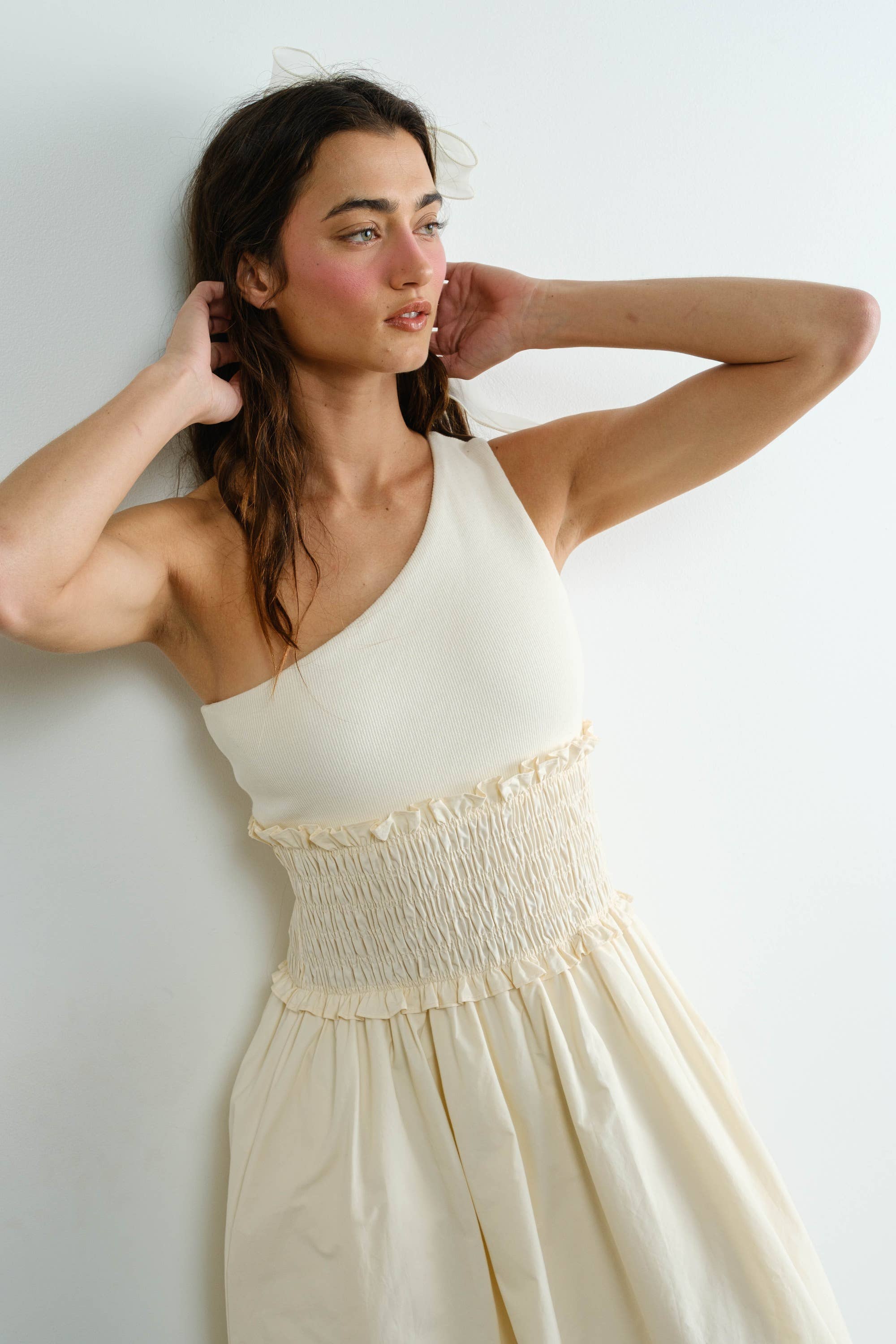 One Shoulder Poplin Maxi Dress