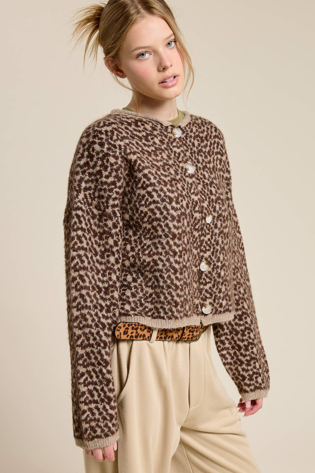 Cheetah Print Knit Cardigan
