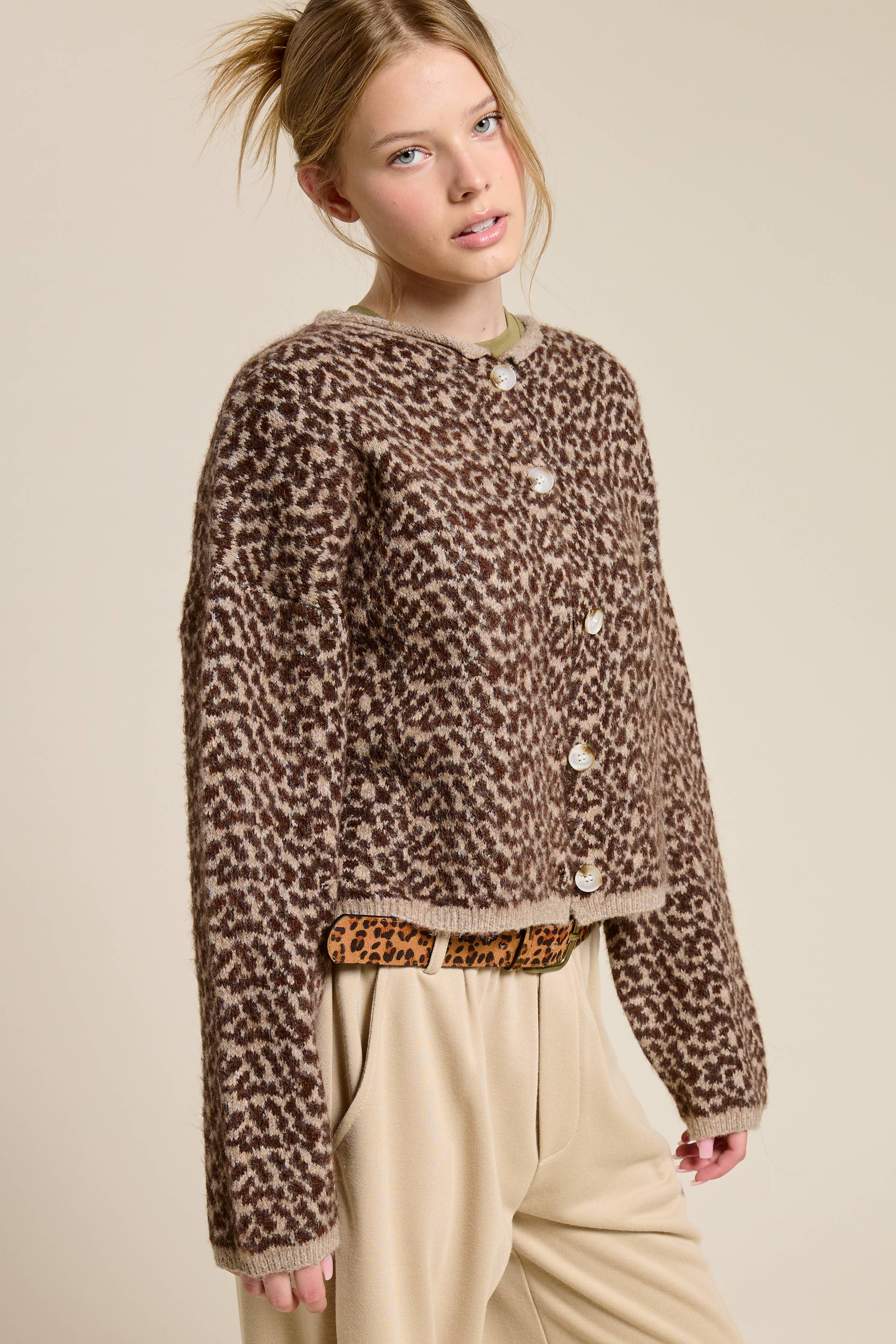 Cheetah Print Knit Cardigan