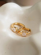 Adhara 18K Gold Non-Tarnish CZ Huggie Earrings