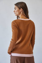 Caramel/Rose Contrast Cardigan