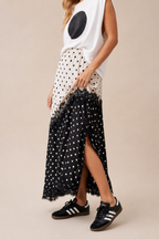 Asymmetrical Polka Dot Lace Maxi Skirt