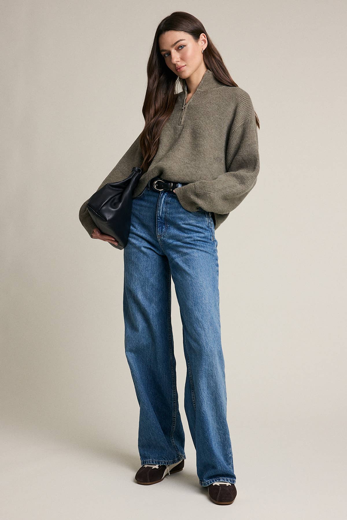 Half Zip Mock Neck Knit Sweater