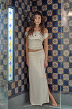 FARRAH RUCHED MAXI SKIRT