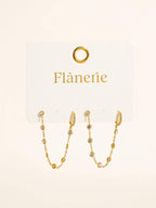 Daffira 18K Gold Non-Tarnish Crystal Chain Link Earrings