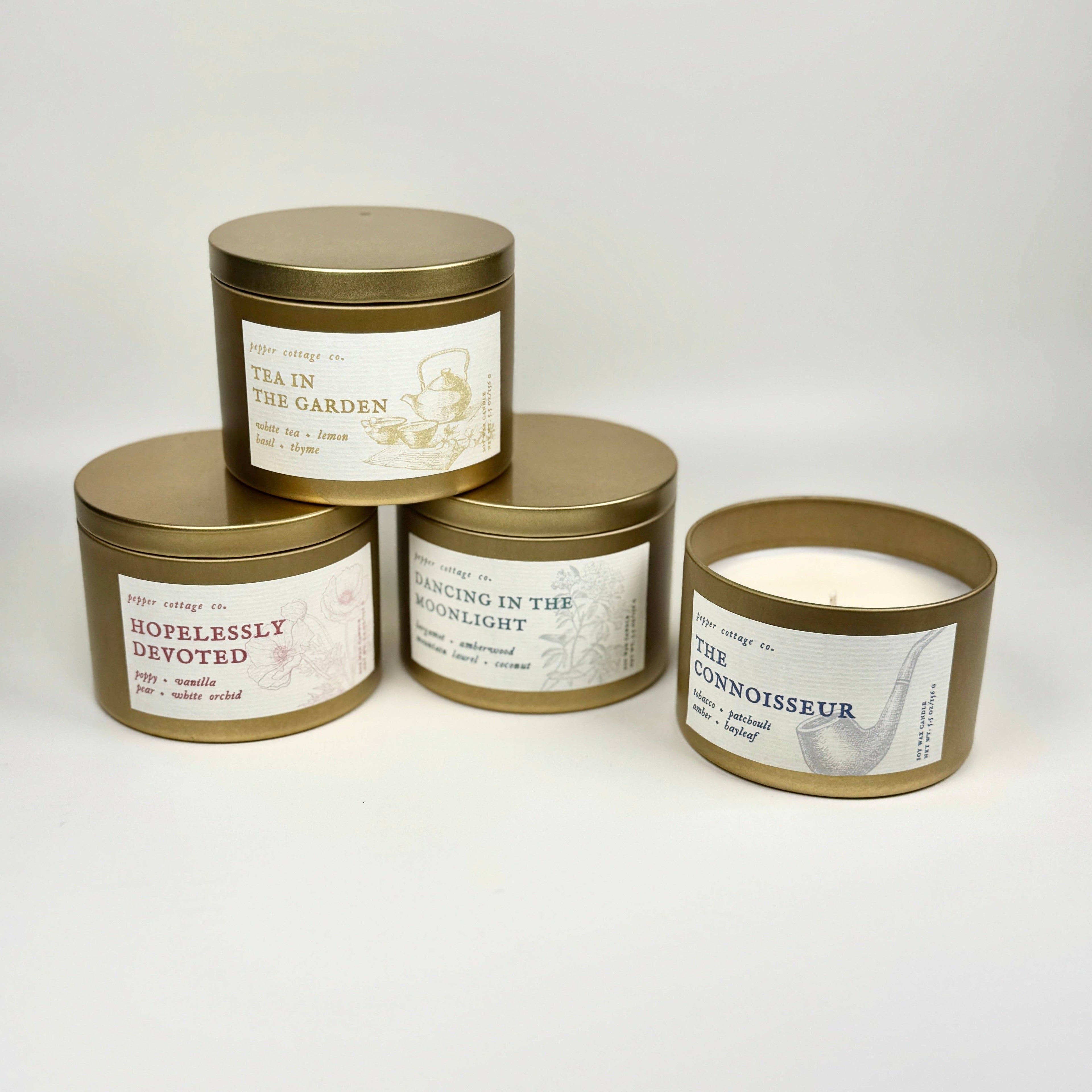 Hopelessly Devoted 5.5 oz Candle Tin | Poppy, Pear, Orchid, Vanilla | Feminine Floral Clean Soy Candle