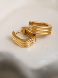 Noa 18K Gold Non-Tarnish Stripe Hoop Earring