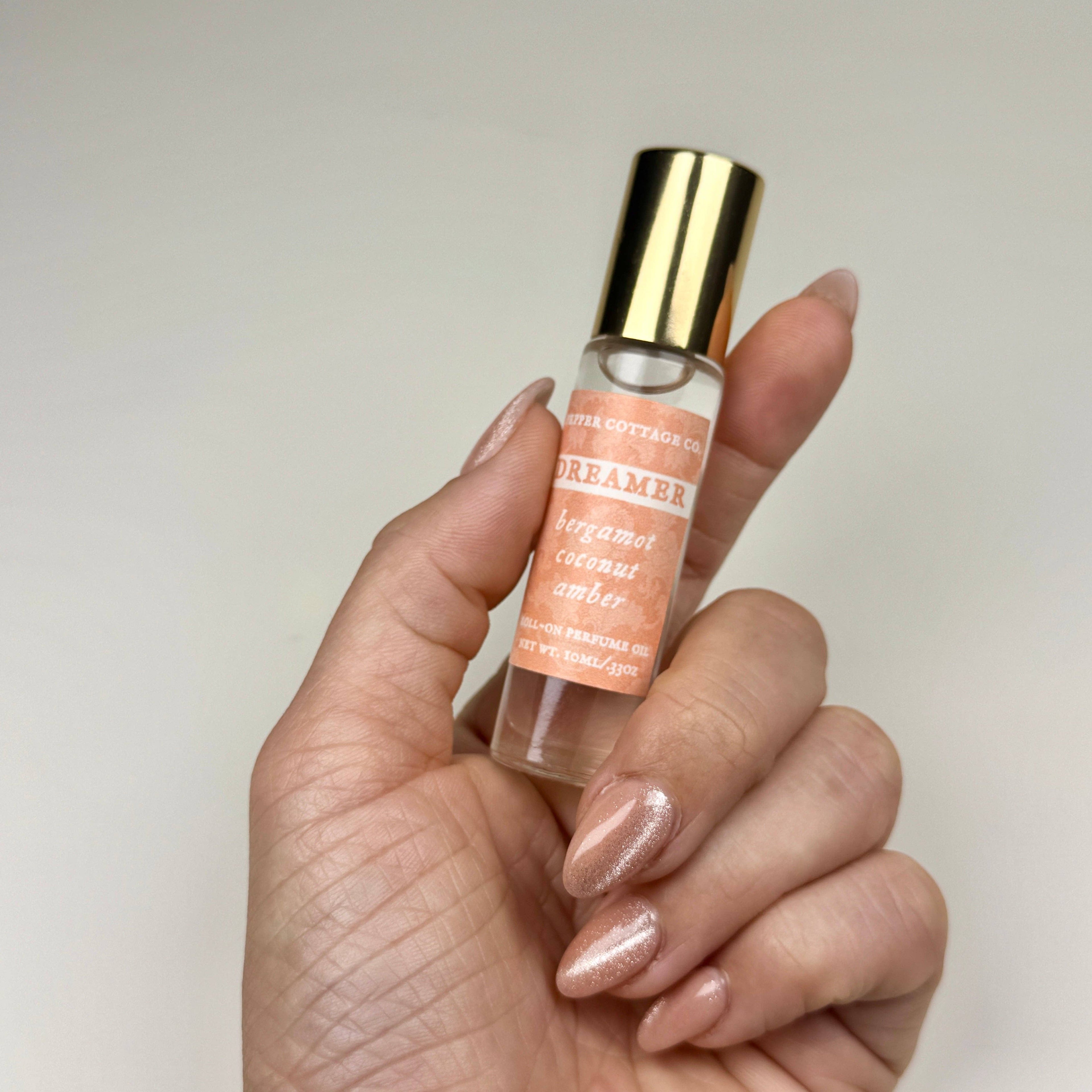 DREAMER: Bergamot, Coconut, & Amber 10 mL Moisturizing Coconut Oil Roller Ball Perfume
