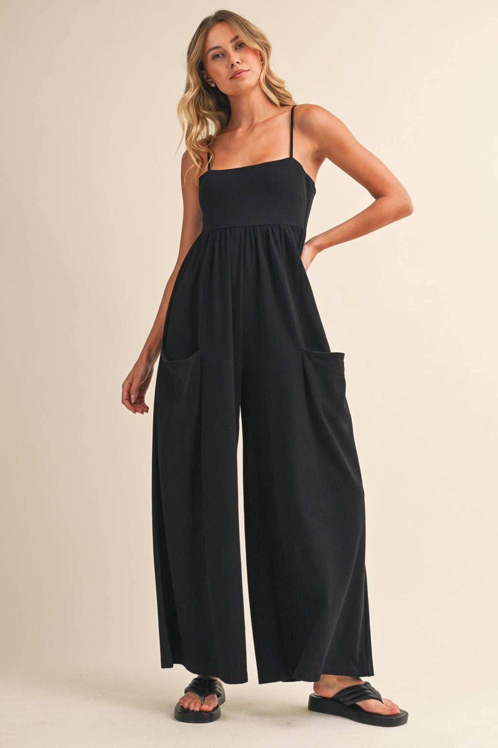 STRAPPY EMPIRE-WAIST WIDE-LEG JUMPSUIT