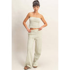 Striped Jersey Tube Top And Pants Set
