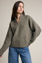 Half Zip Mock Neck Knit Sweater