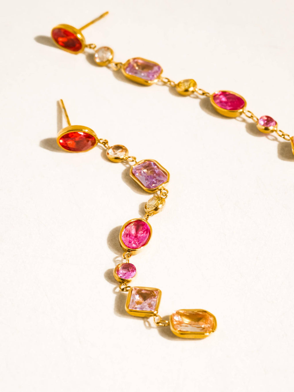Islaine 18K Gold Non-Tarnish Multicolor CZ Drop Earrings