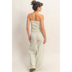 Striped Jersey Tube Top And Pants Set