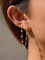 Daffira 18K Gold Non-Tarnish Crystal Chain Link Earrings
