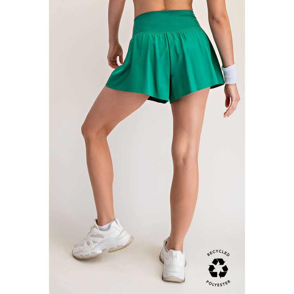 V CROSSOVER FLARED SHORTS- Espresso Brown