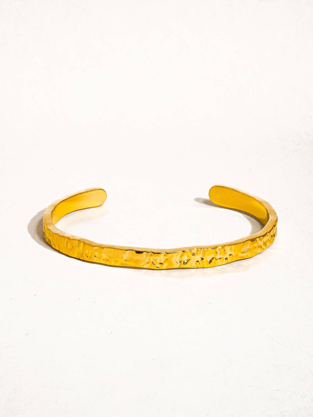Bastien 18K Gold Non-Tarnish Textured Thin Bangle: Yellow Gold