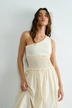One Shoulder Poplin Maxi Dress