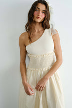 One Shoulder Poplin Maxi Dress