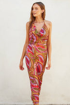 Sun Loving Halter Cowl Neck Crop Top