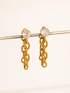 Jazlynn 18K Gold Non-Tarnish Crystal Chain Drop Earrings