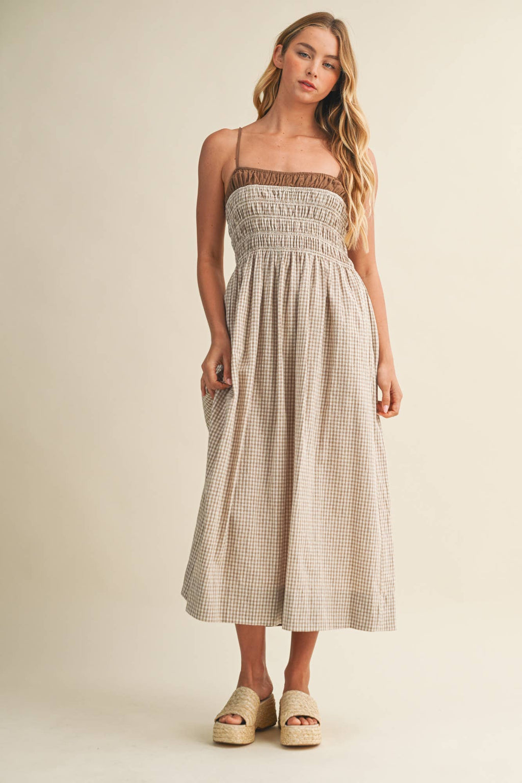 GINGHAM MIDI DRESS