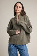 Half Zip Mock Neck Knit Sweater