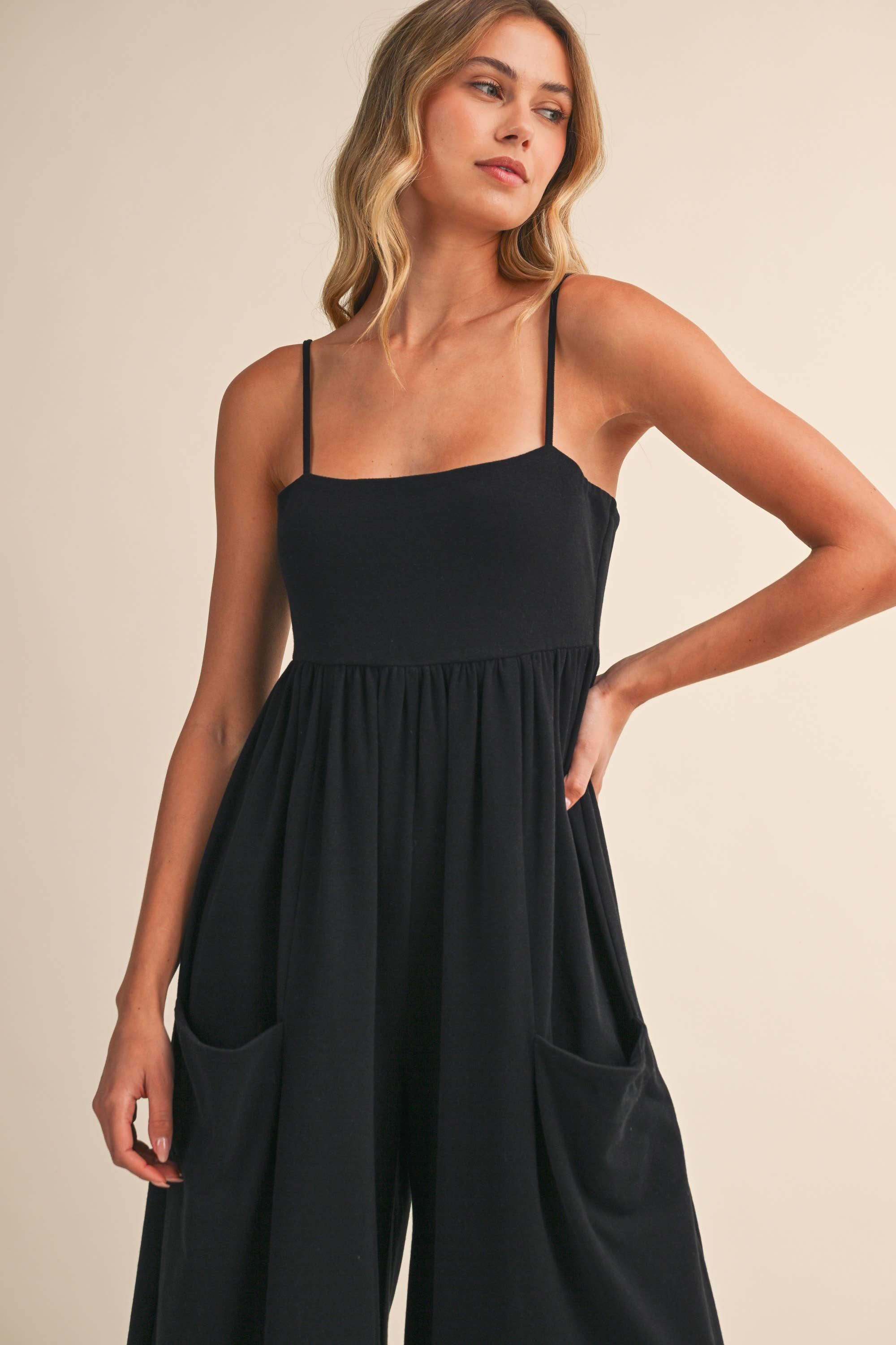 STRAPPY EMPIRE-WAIST WIDE-LEG JUMPSUIT