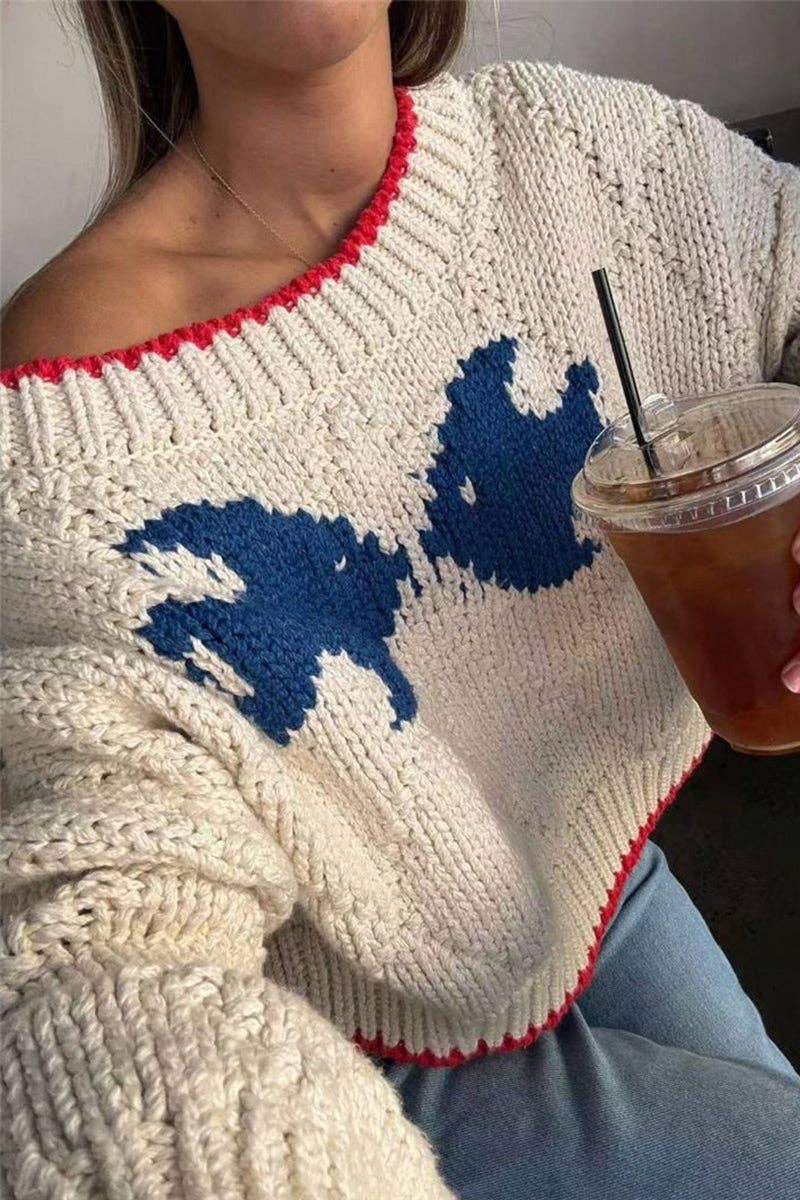 Cropped Knit Fish Sweater