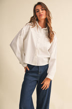 CROPPED RELAXED FITTON BUTTON DOWN SHIRT