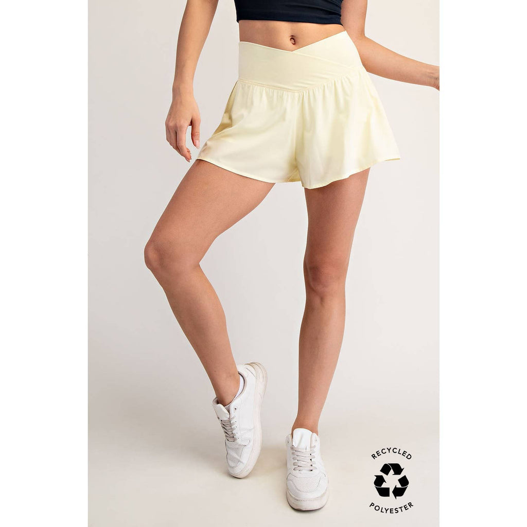 V CROSSOVER FLARED SHORTS- Espresso Brown