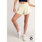 V CROSSOVER FLARED SHORTS- Espresso Brown