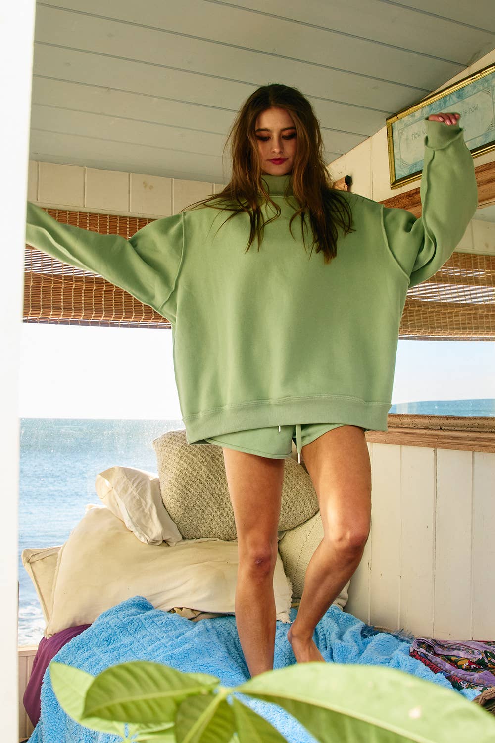 Solid Reversible Mock Neck Sweatshirt