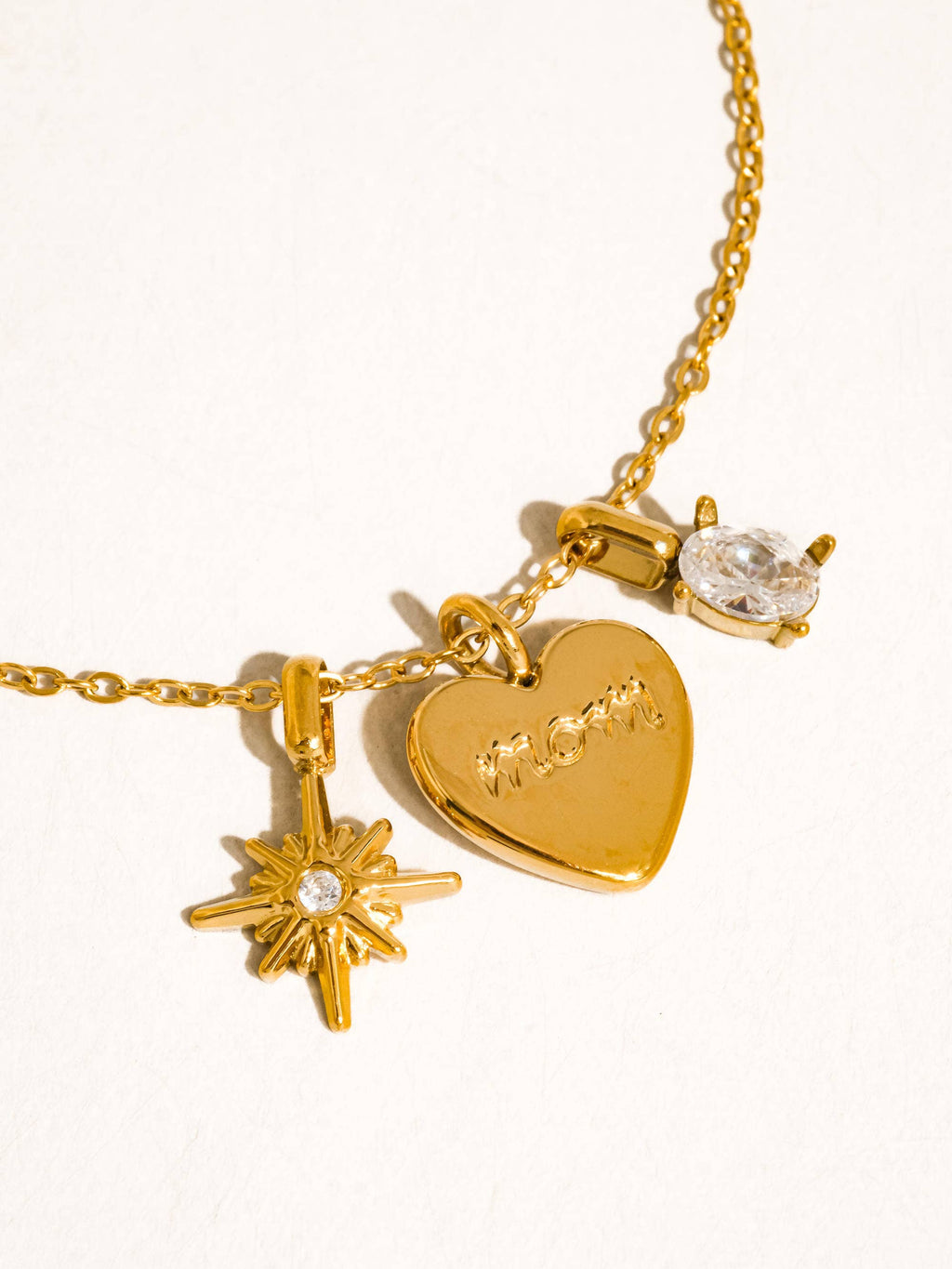 Gentilly 18K Gold Non-Tarnish Mom Heart Charm Necklace