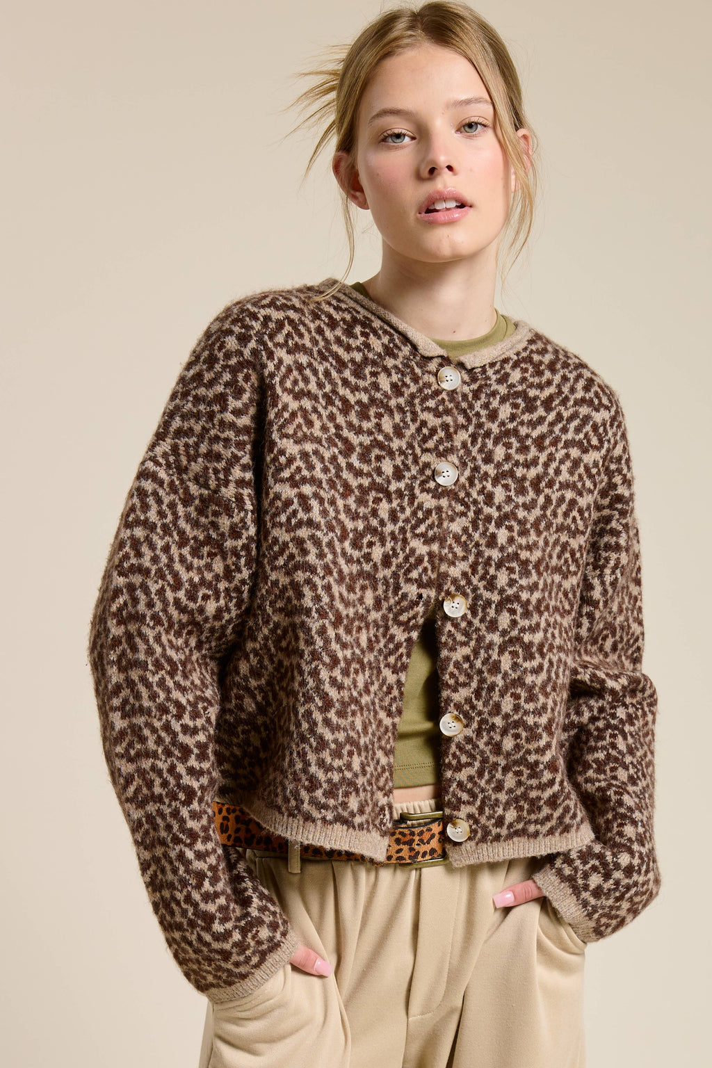 Cheetah Print Knit Cardigan