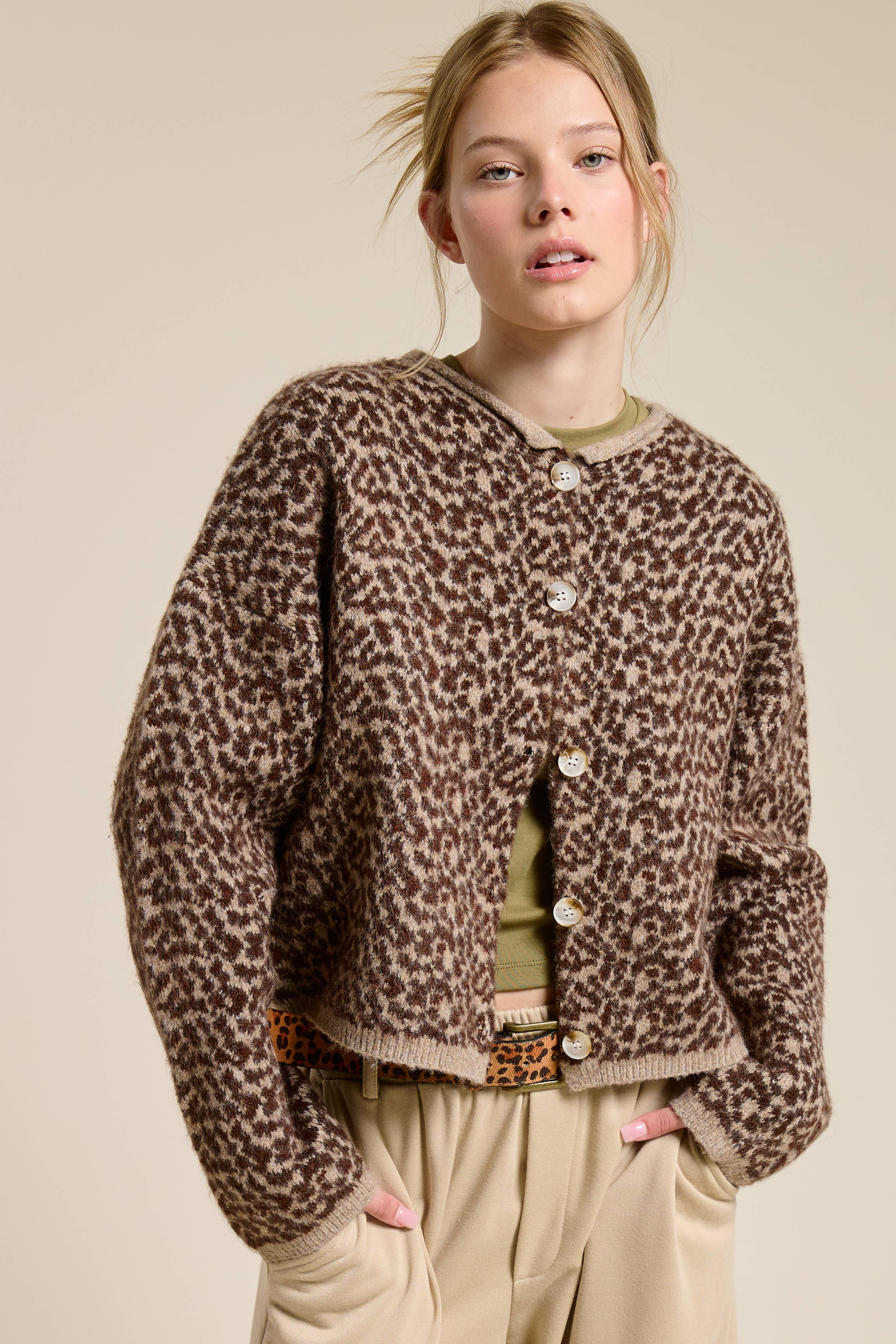 Cheetah Print Knit Cardigan
