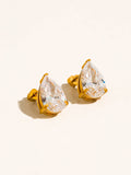 Avenn 18K Gold Non-Tarnish Round CZ Flat Back Earrings