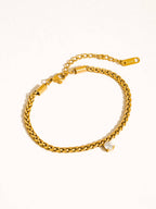 Indy 18K Gold Non-Tarnish CZ Charm Braided Bracelet