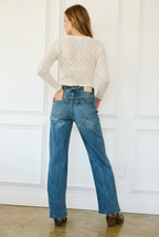 DUAL ACCENT CROSSOVER CUFF STRAIGHT LEG JEANS
