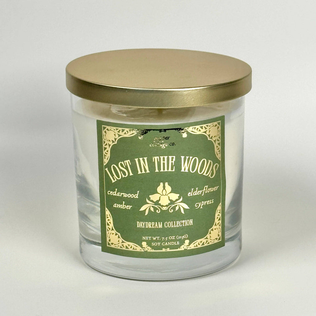Lost in the Woods 7.5 oz Candle Jar | Cypress, Cedarwood, Elderflower, Amber | Daydream Collection Spring Floral Candle