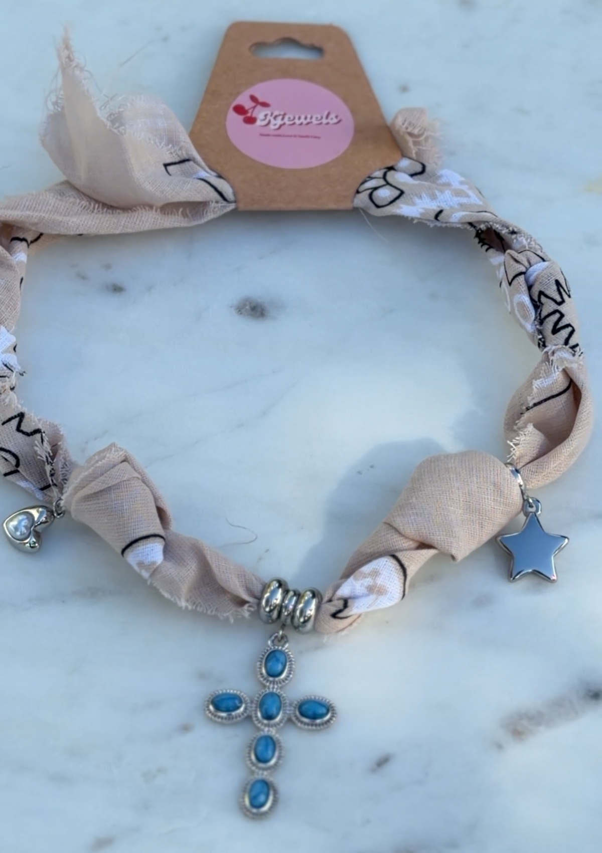 The Silver Turquoise Cross Bandana Necklace